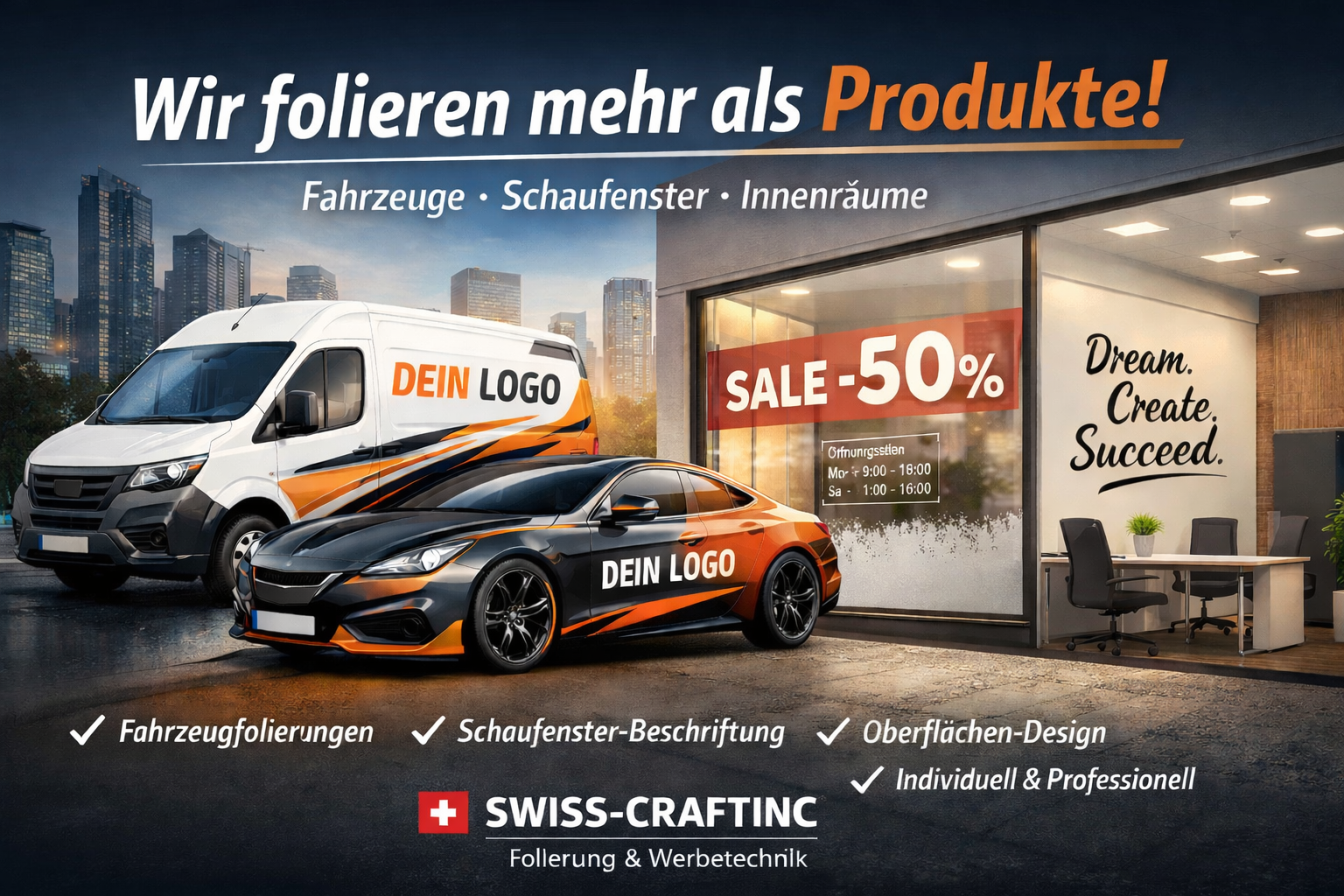 Wir folieren nicht nur Produkte – sondern auch Fahrzeuge, Schaufenster und mehr