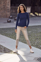 Damen Basic Langarm T-Shirt