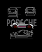 T-Shirt – Sports Car Blueprint
