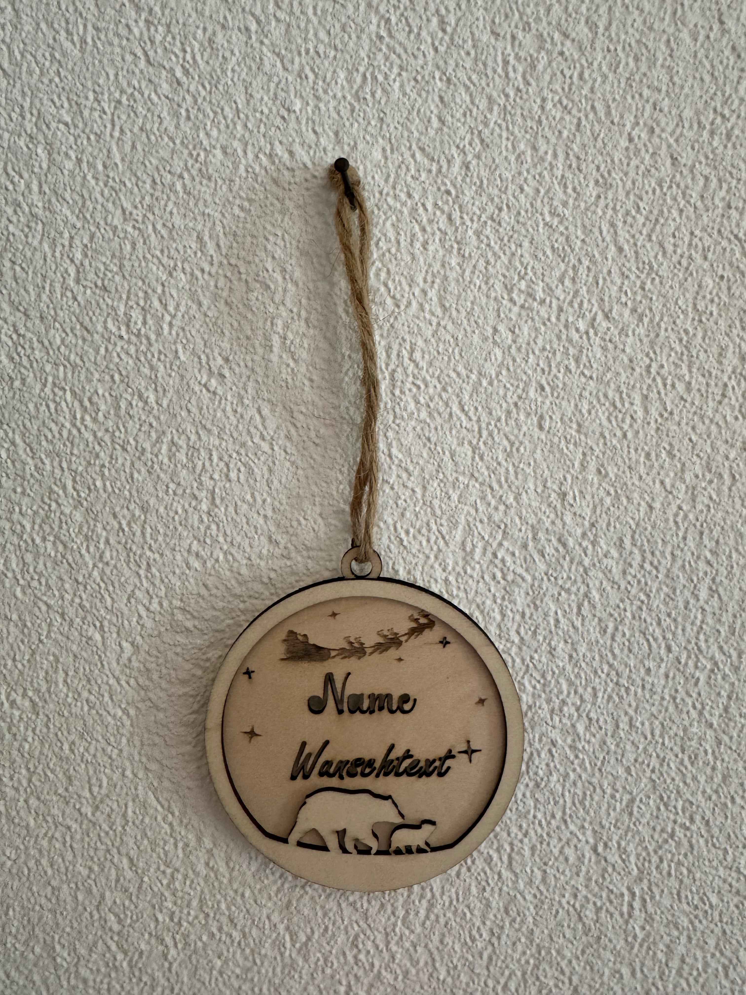 Weihnachtskugel mit Wunschtext und Wunschnamen