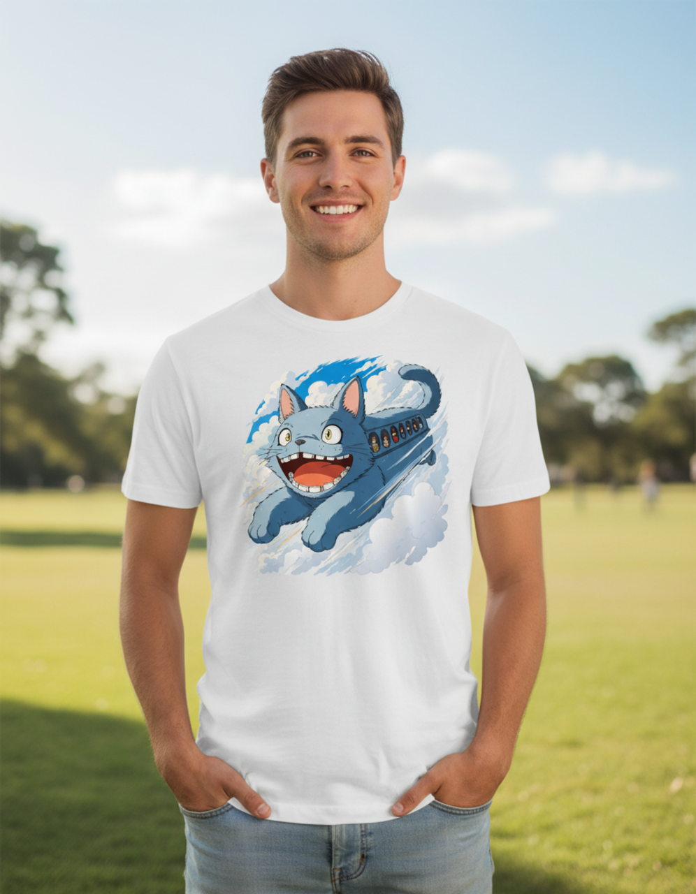 Anime T-Shirt – Flying Cat Monster