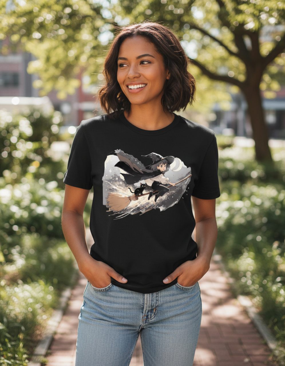 Anime T-Shirt – Witch & Black Cat
