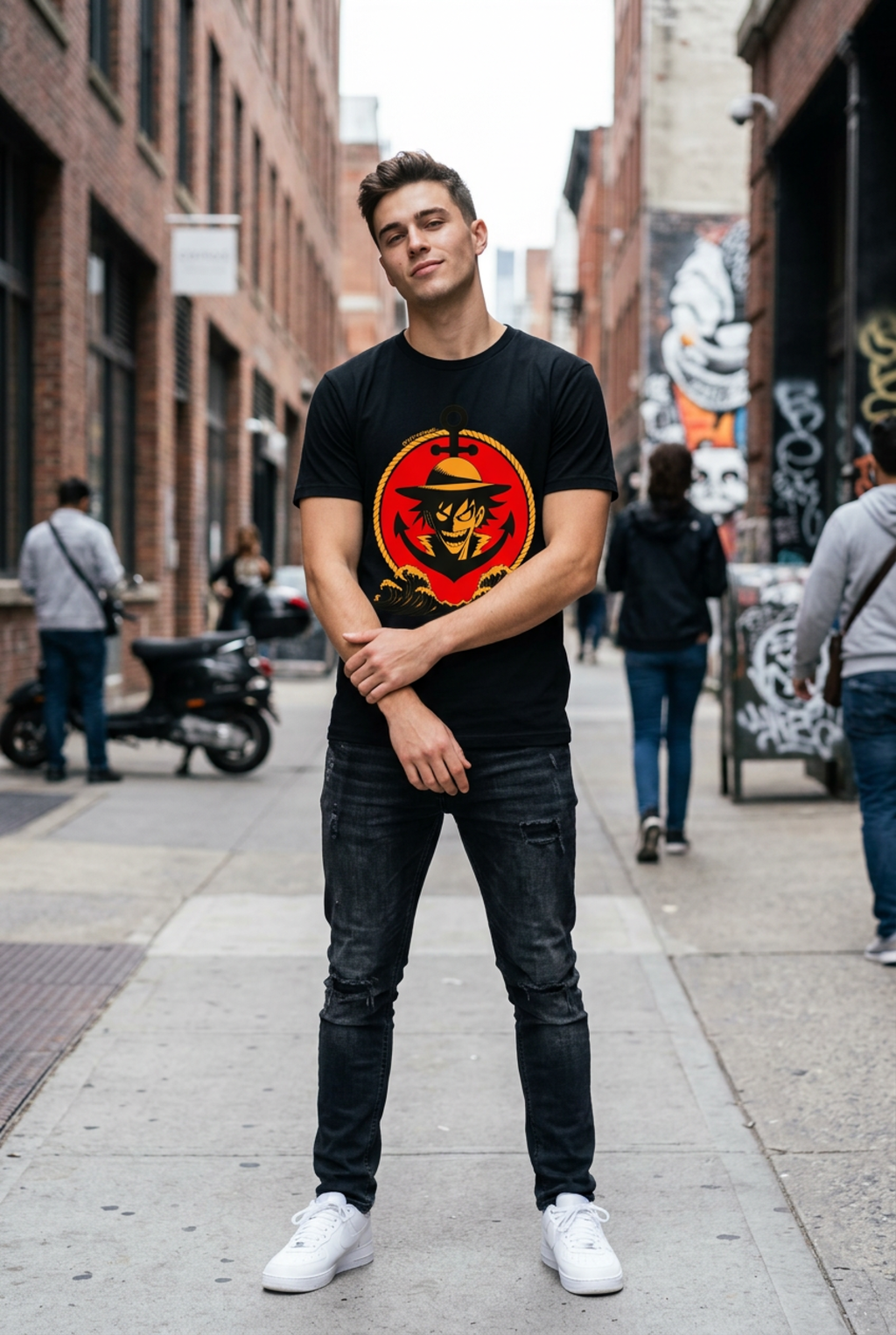 Anime T-Shirt – Pirate Anchor Emblem