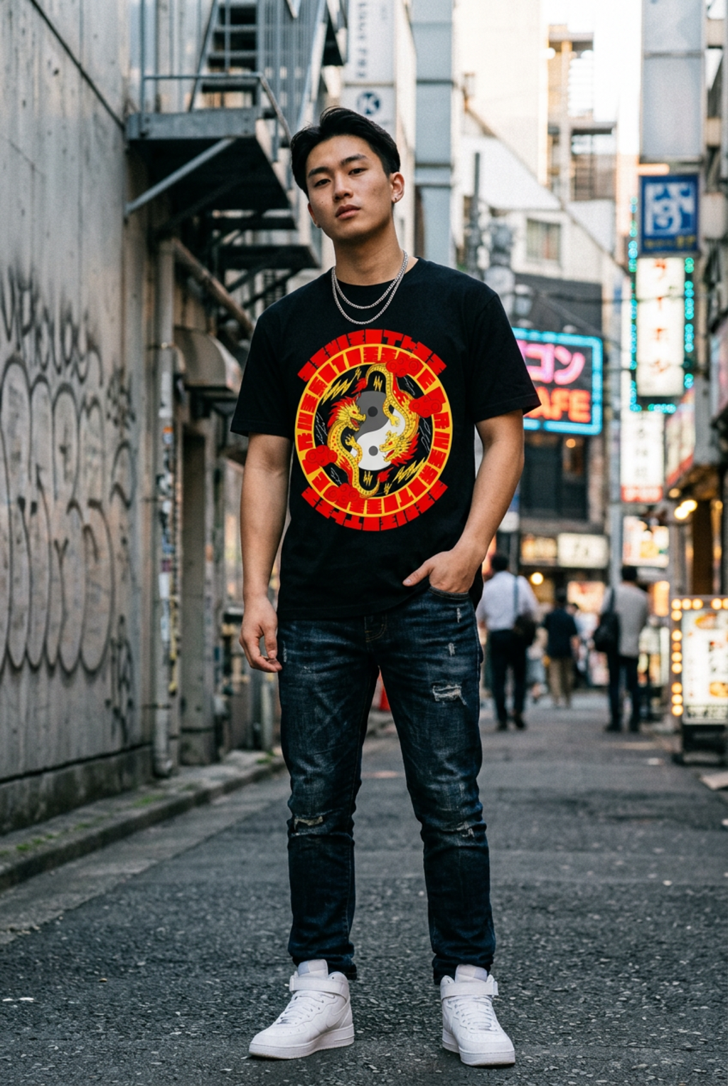 Anime T-Shirt – Fire Dragon Yin Yang