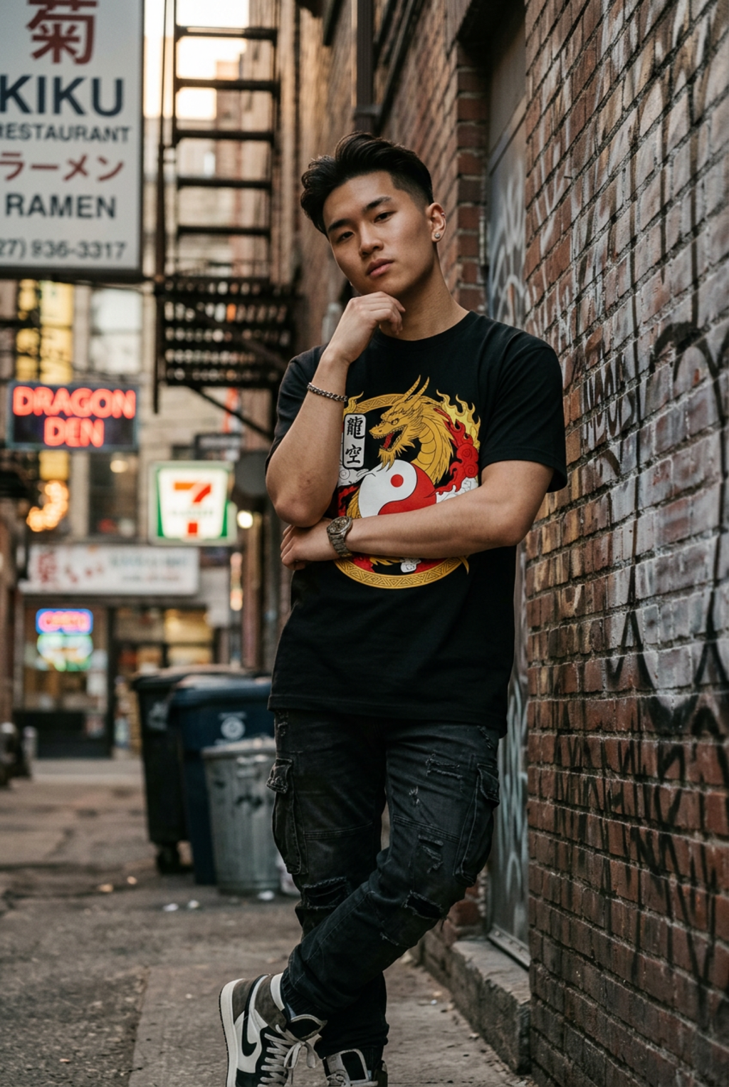 Anime T-Shirt – Twin Dragon Yin Yang