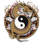 Anime T-Shirt – Golden Dragon Yin Yang