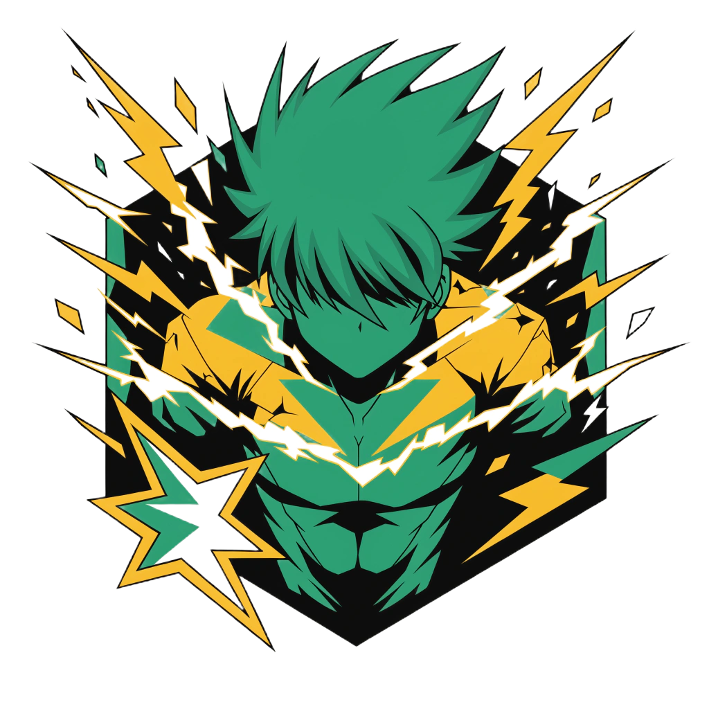Anime T-Shirt – Green Lightning Hero
