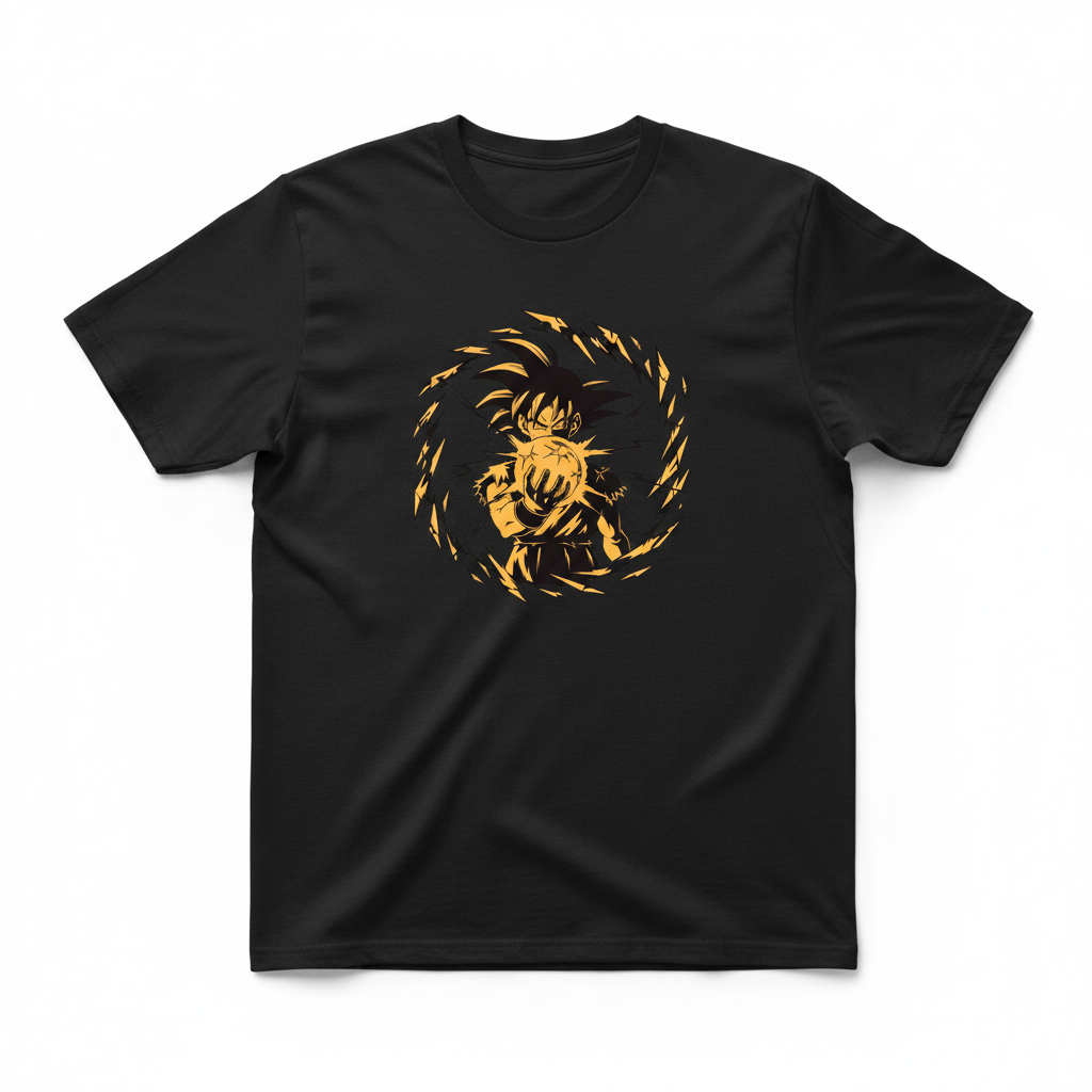 Anime T-Shirt – Golden Power Vortex