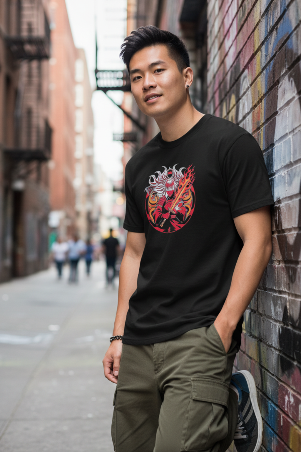 Anime T-Shirt – Flame Samurai Warrior