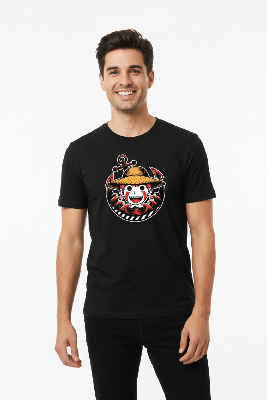 Anime T-Shirt – Straw Hat Pirate Badge