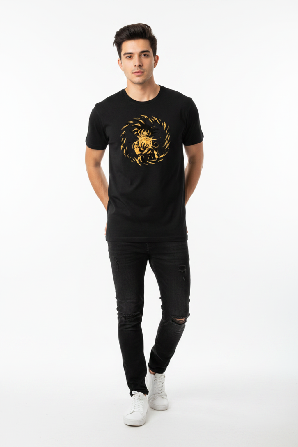 Anime T-Shirt – Golden Power Vortex