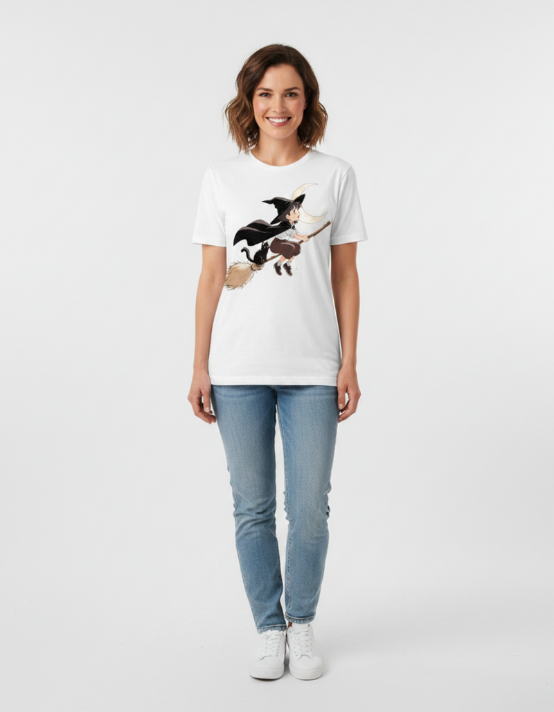 Anime T-Shirt – Witch & Moon Broom