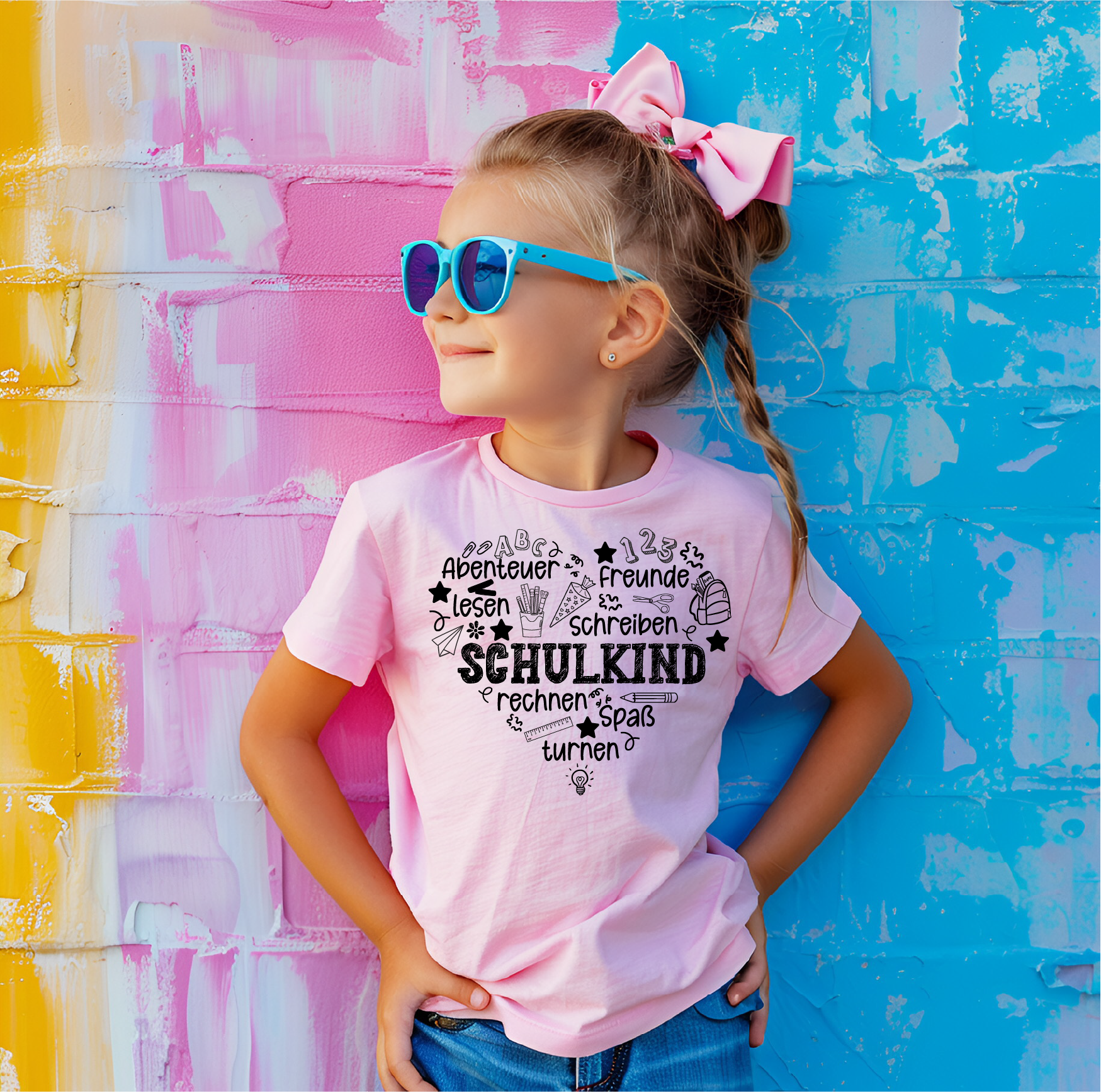 Schulkind Herz T Shirt - Swiss-Crafting