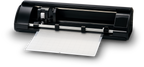 Silhouette CAMEO 5 Alpha Schneideplotter Schwarz Matt geöffnet mit Schneidmatte – Swiss-Crafting